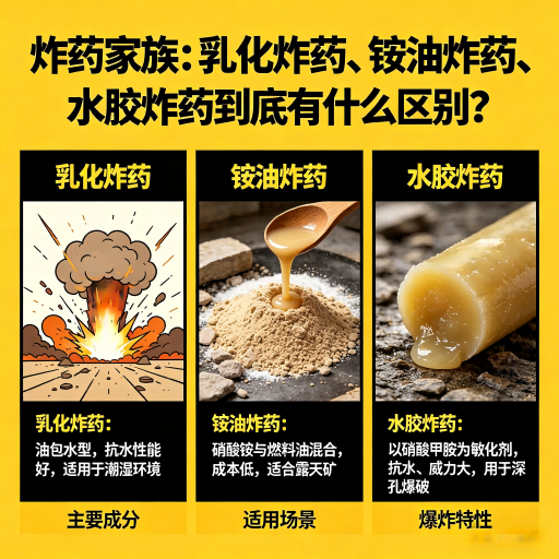 永定炸药家族：乳化炸药、铵油炸药、水胶炸药到底有什么区别？